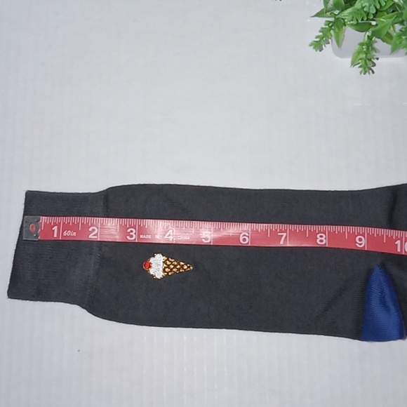 Paul Smith Embroidered Cotton Dress Socks. Mens. Charcoal Gray, Orange & Blue. - Picture 6 of 7